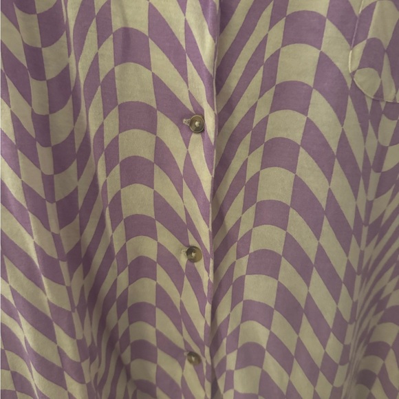 Anthropologie Lavender/Purple and White Geometric Button Down Long Sleeve Shirt - Picture 4 of 12